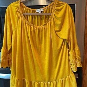 Neiman Marcus Pullover Top 3/4 Length Sleeve Yellow L